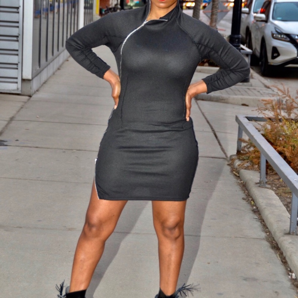 Unzipped Mini Dress